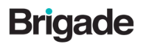 Brigade bedrijfslogo zwart met blauwe stip