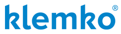 Klemko bedrijfslogo in blauwe letters.