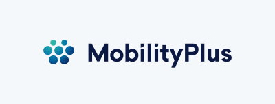 Logo van MobilityPlus met stippenpatroon