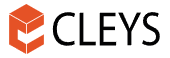 Cleys bedrijfslogo met oranje kubus