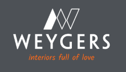 Weygers logo met slogan over interieurs